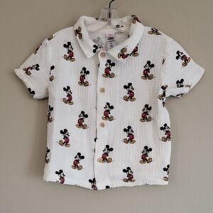 Disney Mickey short sleeve button down shirt